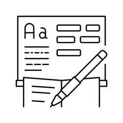 Writing school lesson line icon vector