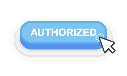 authorized button object 3d design element vector image