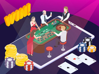 casino win isometric composition vector