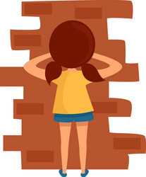 kid playing hide and seek on white background vector