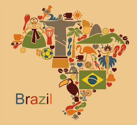 map from traditional symbols of brazil vector