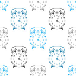 alarm clock flat linear icon seamless pattern vector image