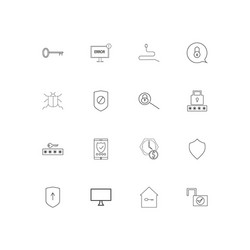 internet security simple linear icons set vector image