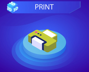 print isometric design icon web 3d colorful vector image