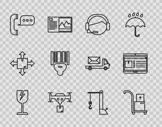 set line fragile broken glass symbol delivery vector image