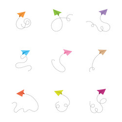 set of paper airplane icon with different color vector