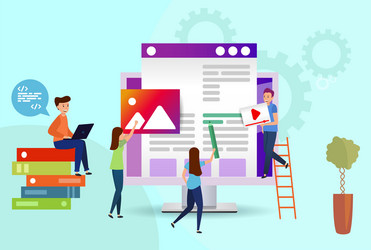 a team people creates website programmers vector image