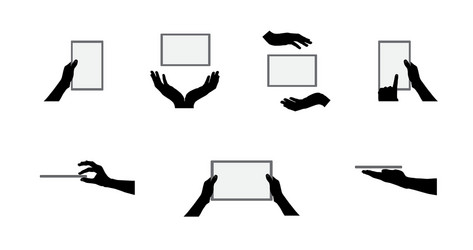 Black set of hand and digital tablet computer vector