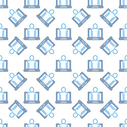 man in laptop computer concept line seamless vector image