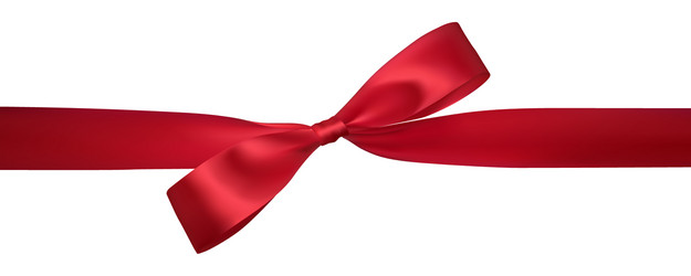 realistic red bow with horizontal ribbons vector