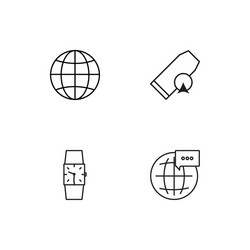 time linear icons set simple outline vector image
