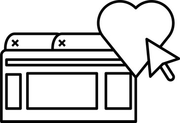 webpage template with heart and arrow mouse vector image