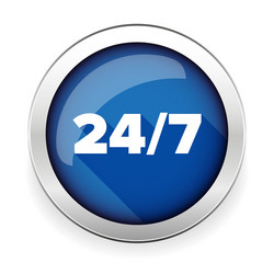 24 7 icon open hours a day and days week vector image