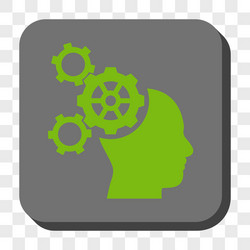 brain mechanics rounded square button vector image