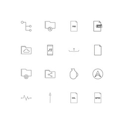 files and folders sign linear thin icons set vector image
