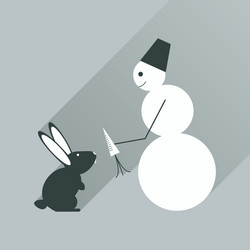 flat web icon with long shadow snowman and rabbit vector image