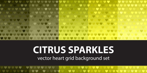 Heart pattern set citrus sparkles seamless vector