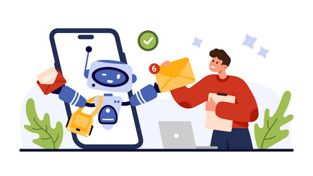 mail service mobile application with ai assistant vector image