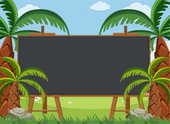 blackboard template design with many palm trees vector image