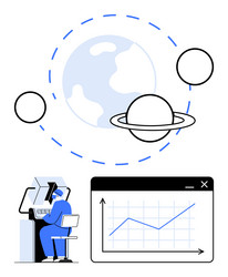 data analyst exploring space research insights vector image
