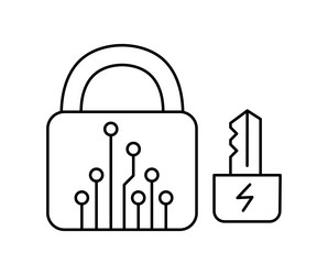 digital lock symbol cyber security network vector