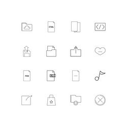 Files and folders sign simple linear icons set vector