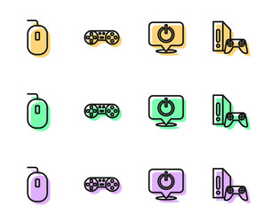 set line power button computer mouse game vector image