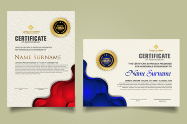 set modern certificate template with geometric vector image