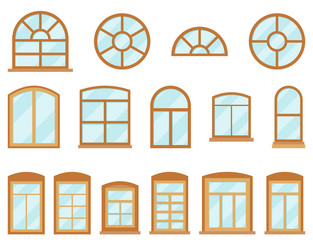 Window in various type flat design vector