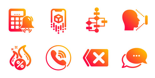 Block diagram call center and hot loan icons set vector