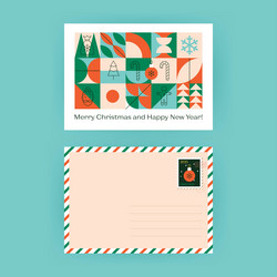 merry christmas postal greeting card Vector Image