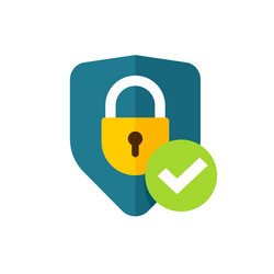 secure icon with lock shield and check mark vector image