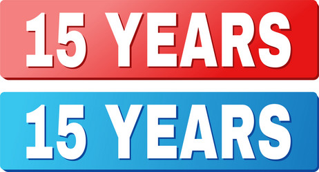 15 years text on blue and red rectangle buttons vector image