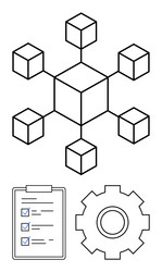 blockchain network with connected cubes checklist vector image