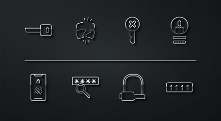 set line key mobile with fingerprint scan create vector image