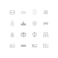 cyber security linear thin icons set outlined vector image