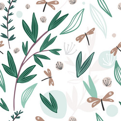 Dandelion Dragonfly Branch Pattern vector image