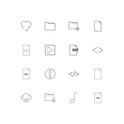 files and folders sign simple linear icons set vector image