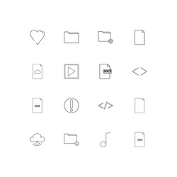 Files and folders sign simple linear icons set vector