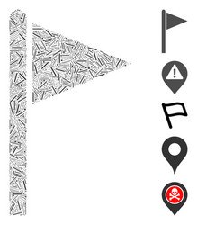 line mosaic triangle flag pointer icon vector image