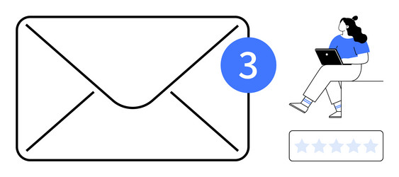 notification email envelope with unread count vector image