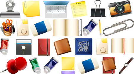 set different objects vector image