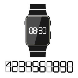 electronic clock with a set numbers to design vector image