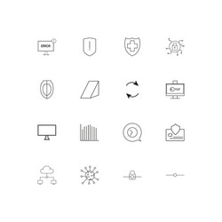 Internet security linear thin icons set outlined vector