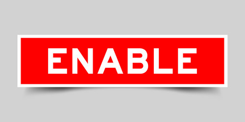 red color square label sticker with word enable vector image