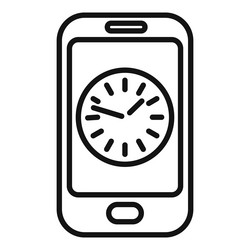 Smartphone timer icon outline clock vector