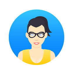 Avatar icon girl in glasses flat style vector