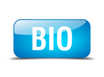 Bio blue square 3d realistic isolated web button vector