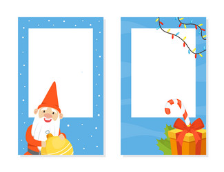 christmas gnome and gifts with blank banners set Vector Image