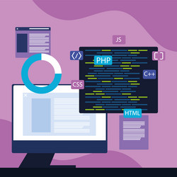computer and web development vector image